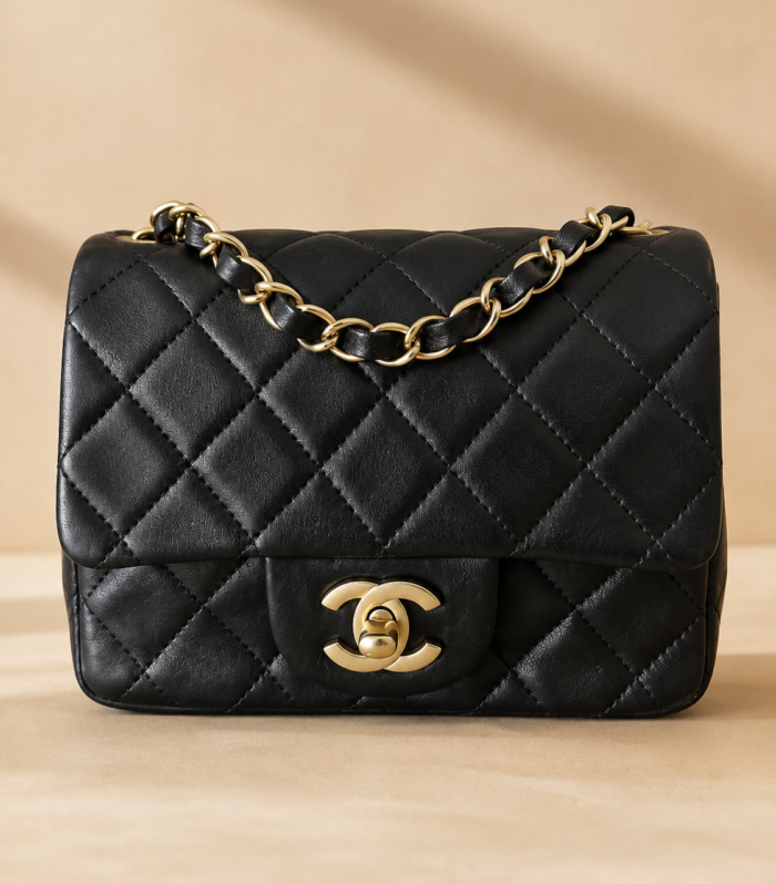 Chanel Mini Rectangular Classic Flap Bag in Black Lambskin